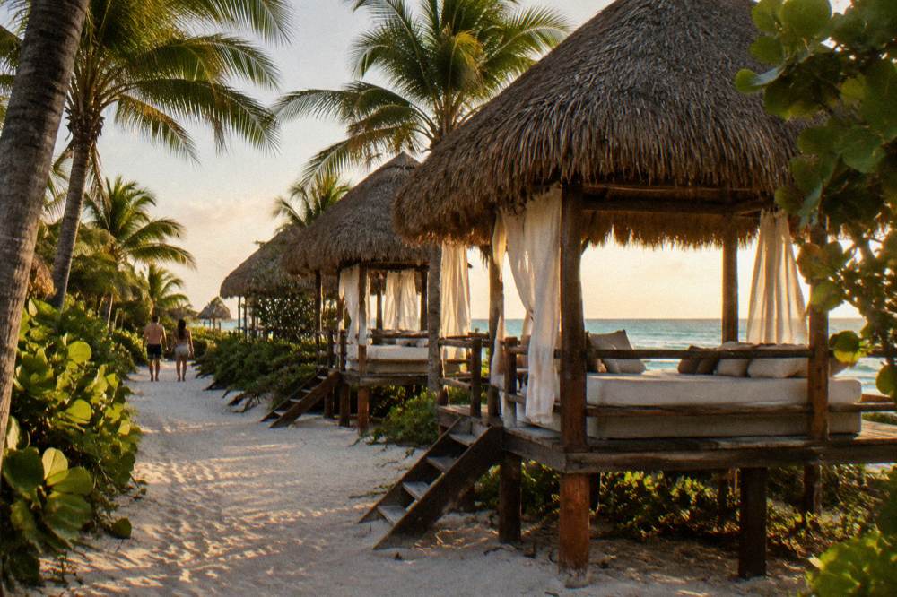 Beachfront Palapa Cabanas At A Tulum Boutique Hotel
